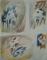 GIUSEPPE URBANI DE GHELTOF (Mestre, 1899 - Venezia, 1982), Composizioni astratte con maschere, databile attorno alla metà del XX secolo, matita e pastelli colorati su carta, mm 280 x 220 (collezione privata – opera non in vendita).