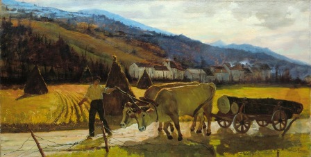ALBERTO MASTELLOTTO (Hrusica, Slovenia, 1904  Mel -?, 1975), Il trasporto della legna