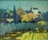VINCENZO CENSOTTI (Foiano della Chiana, 1913 - Treviso 2005), Paesaggio con case,  inizi della seconda metà del XX secolo, olio su cartone, cm 50 x 60.